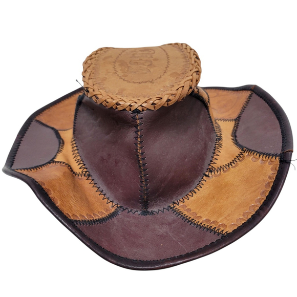 Havana Club Handmade Genuine Colorblock Leather Women\'s Hat main image 3